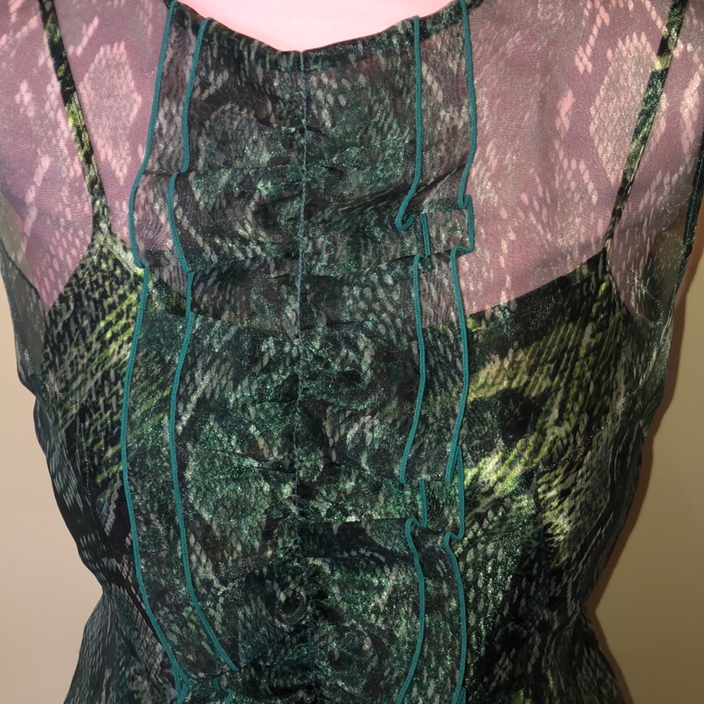 Beautiful Green Python Sheer Dress With Slip! - image 2